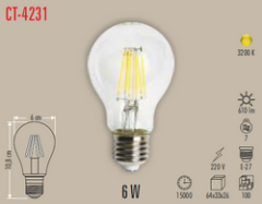CT-4231 CATA 6W A60 Soft Cam Rustik Led Ampul Gün Işığı