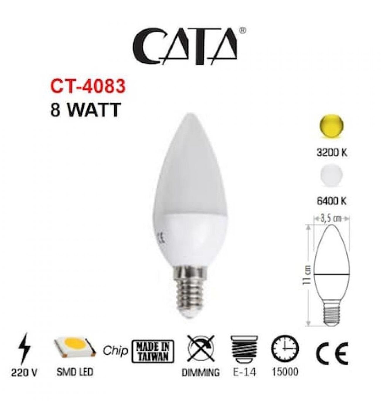 CT-4083 CATA 8W Buji Led Ampul