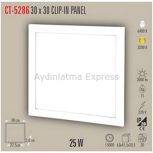 CT-5286 CATA 25W CLIP-IN Led Panel