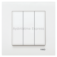 Viko Karre Üçlü Anahtar Beyaz (Çerçeve Hariç)