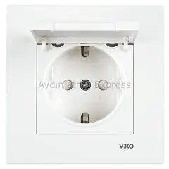 Viko Karre Kapaklı Topraklı Priz Beyaz (Çerçeve Hariç)