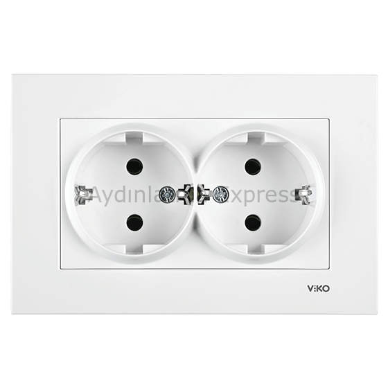 Viko Karre İkili Topraklı Priz Beyaz (Çerçeve Dahil)