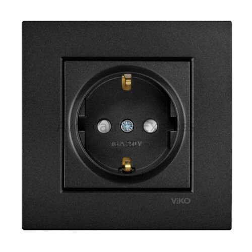 Viko Novella Topraklı Priz Çocuk Korumalı Siyah (Çerçeve Hariç)