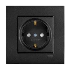 Viko Novella Topraklı Priz Çocuk Korumalı Siyah (Çerçeve Hariç)
