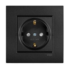 Viko Novella Kapaklı Topraklı Priz Çocuk Korumalı Siyah (Çerçeve Hariç)
