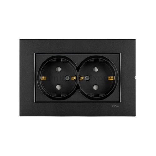 Viko Novella İkili Topraklı Priz Çocuk Korumalı Siyah (Çerçeve Hariç)