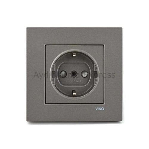 Viko Novella Topraklı Priz Çocuk Korumalı Antrasit (Çerçeve Hariç)