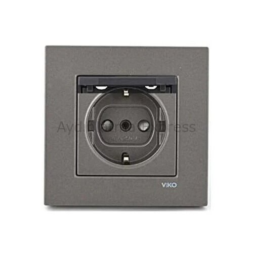 Viko Novella Kapaklı Topraklı Priz Çocuk Korumalı Antrasit (Çerçeve Hariç)
