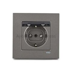 Viko Novella Kapaklı Topraklı Priz Çocuk Korumalı Antrasit (Çerçeve Hariç)