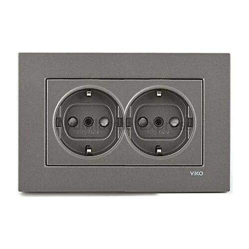 Viko Novella İkili Topraklı Priz Çocuk Korumalı Antrasit (Çerçeve Hariç)