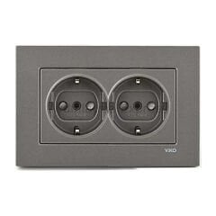 Viko Novella İkili Topraklı Priz Çocuk Korumalı Antrasit (Çerçeve Hariç)