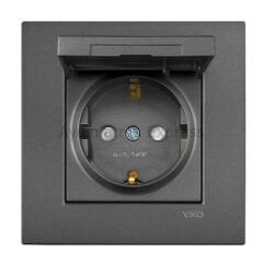 Viko Novella Kapaklı Topraklı Priz Çocuk Korumalı Füme (Çerçeve Hariç)