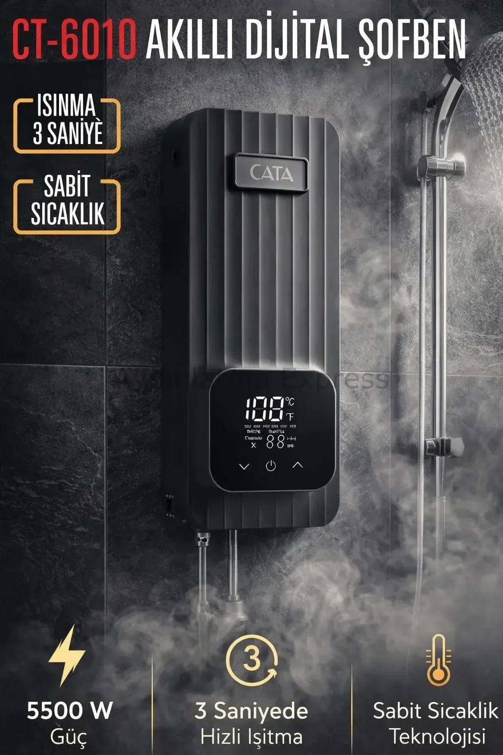 CT-6010 CATA Akıllı Dijital Şofben 5500W