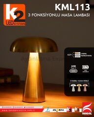 K2 Gold 3 Fonksiyonlu Dimlenebilir Masa Lambası KML113