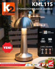 K2 Silver 3 Fonksiyonlu Dimlenebilir Masa Lambası KML115