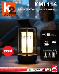 K2 Silver 3 Fonksiyonlu Dimlenebilir Masa Lambası KML116