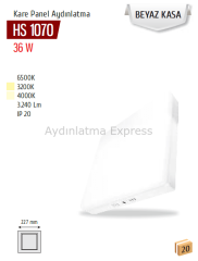 Helios HS1070 36W Kare Sıva Üstü Metal Kasa Led Panel