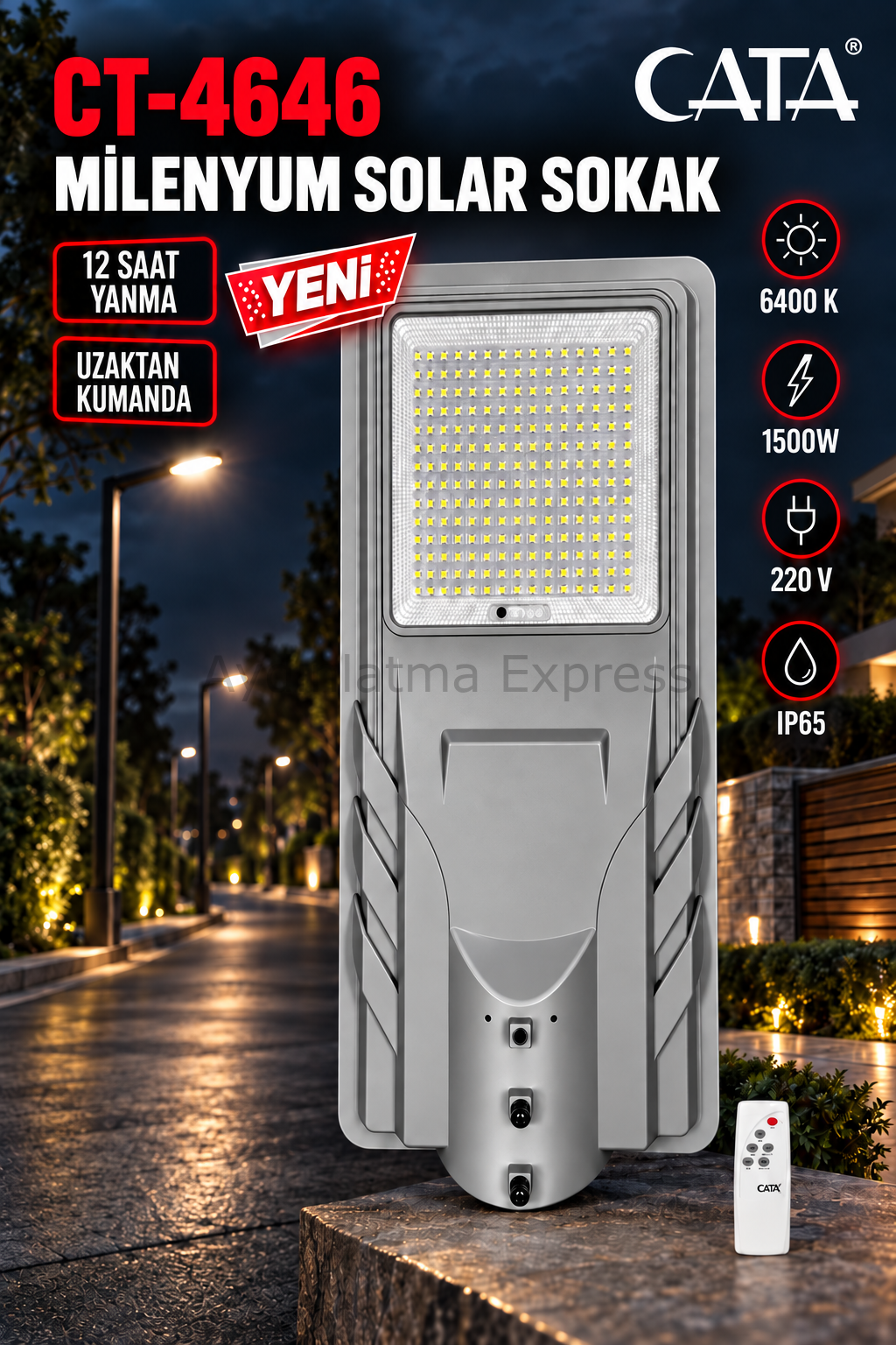 CT-4646 CATA 1500W Milenyum Solar Sokak Armatürü
